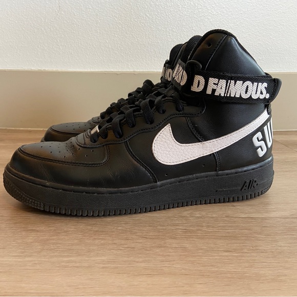 RARE NIKE AIR FORCE 1 HIGH SUPREME - WORLD FAMOUS - BLACK WHITE 698696-010 2014 - Picture 8 of 8